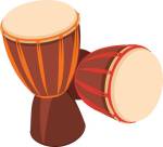 Two african Djembe Drum on white background.